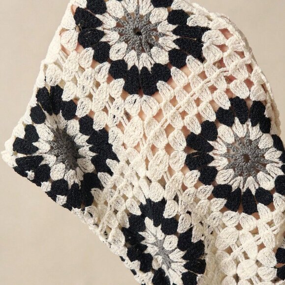 Brown Casual Women's Boho Crochet Patchwork Sweater top - Picture 8 of 8